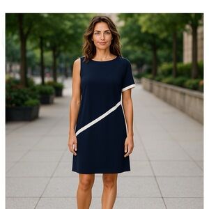 Ralph Lauren Blue and White Asymmetrical Dress